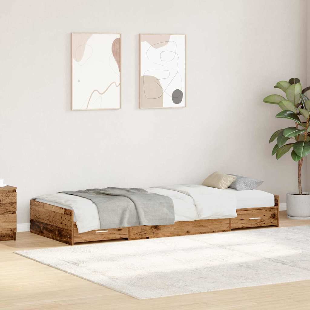 Struttura del letto Legno vecchio 90 x 200 cm Legno multistrato