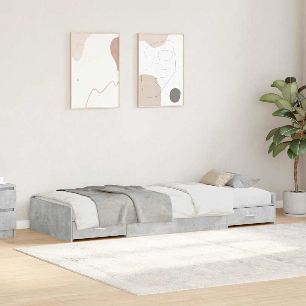 Struttura del letto con testiera Grigio cemento 90 x 190 cm