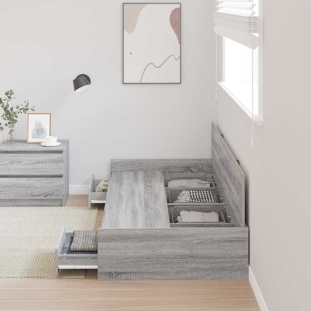 Struttura del letto Grigio Sonoma 90 x 190 cm Legno multistrato