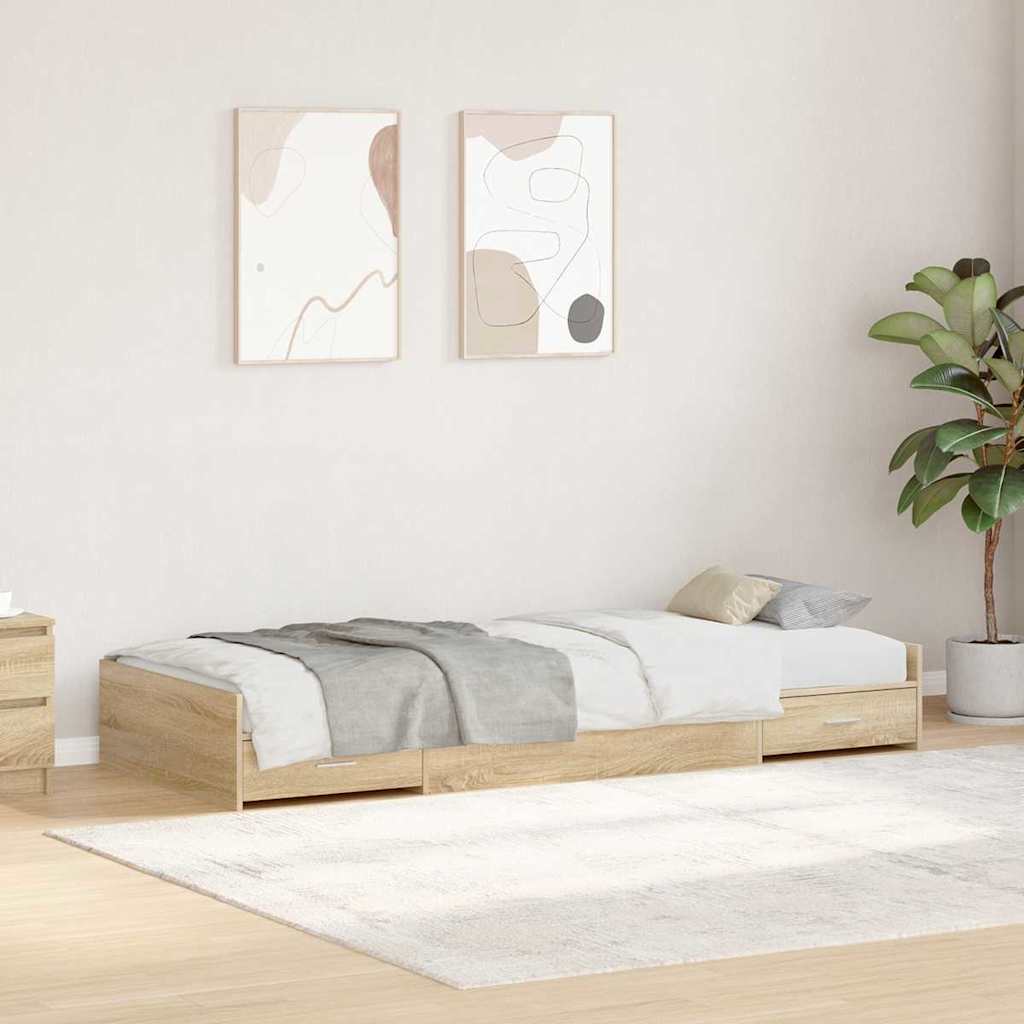 Struttura del letto Rovere Sonoma 75 x 190 cm Legno multistrato