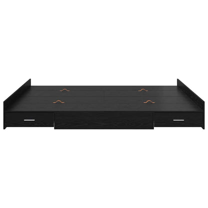 Struttura letto con contenitore Rovere Nero 200 x 200 cm