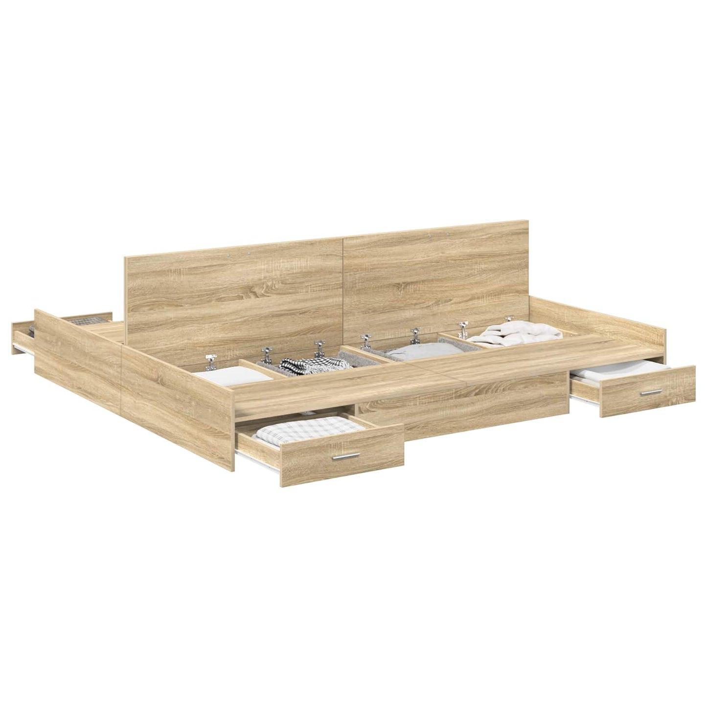 Struttura letto con contenitore Rovere Sonoma 200 x 200 cm