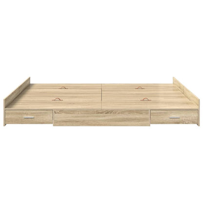 Struttura letto con contenitore Rovere Sonoma 200 x 200 cm