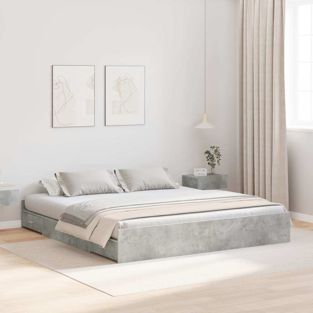 Struttura letto con contenitore Grigio cemento 200 x 200 cm