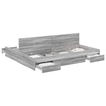 Struttura letto con contenitore Grigio Sonoma 200 x 200 cm