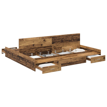Struttura letto con contenitore Legno vecchio 200 x 200 cm
