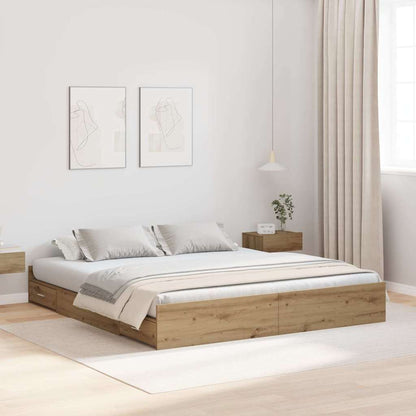 Struttura letto con contenitore Rovere artigianale 200 x 200 cm