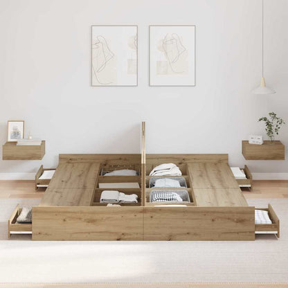 Struttura letto con contenitore Rovere artigianale 200 x 200 cm