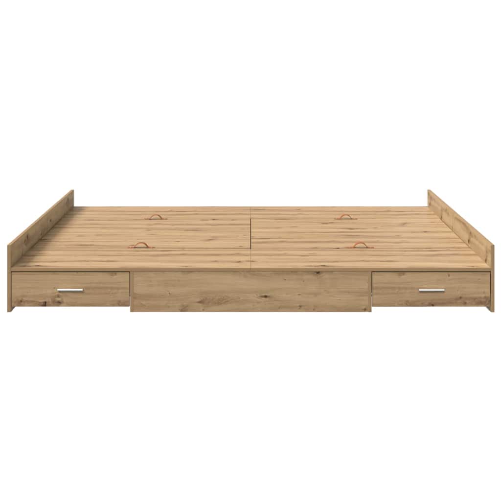 Struttura letto con contenitore Rovere artigianale 200 x 200 cm