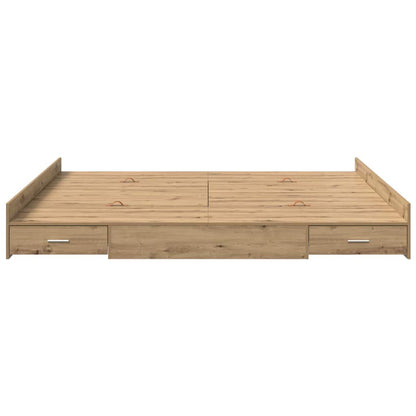 Struttura letto con contenitore Rovere artigianale 200 x 200 cm