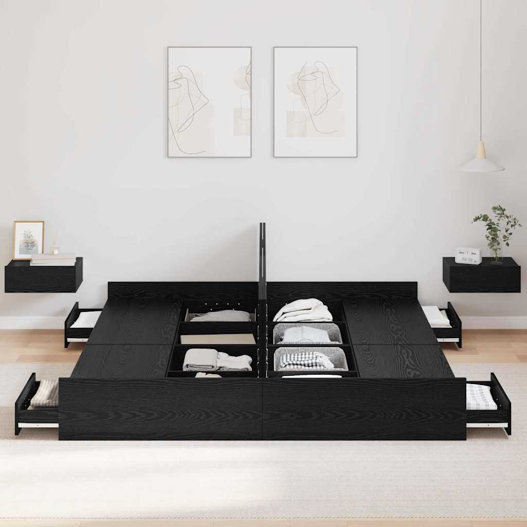 Struttura letto con contenitore Rovere Nero 180 x 200 cm