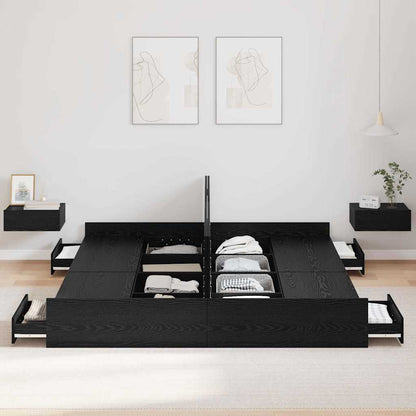 Struttura letto con contenitore Rovere Nero 180 x 200 cm