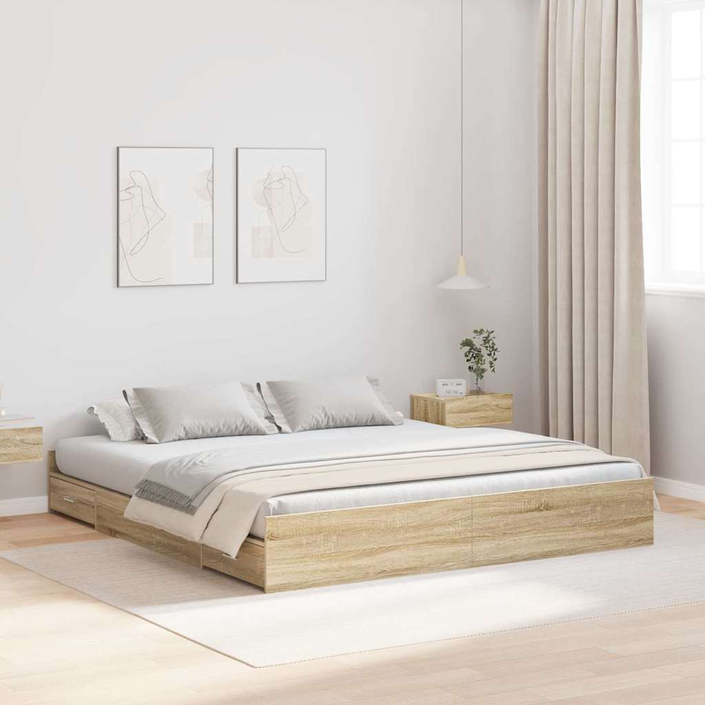 Struttura letto con contenitore Rovere Sonoma 180 x 200 cm