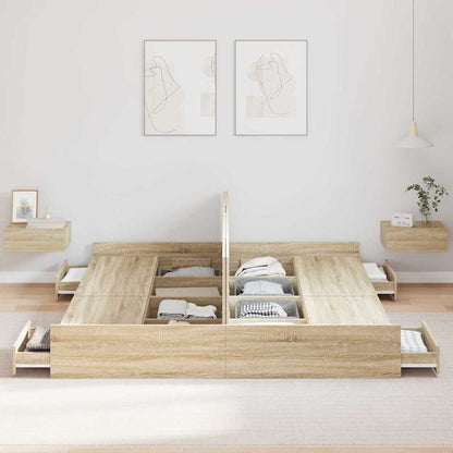 Struttura letto con contenitore Rovere Sonoma 180 x 200 cm