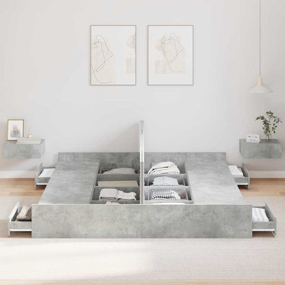 Struttura letto con contenitore Grigio cemento 180 x 200 cm