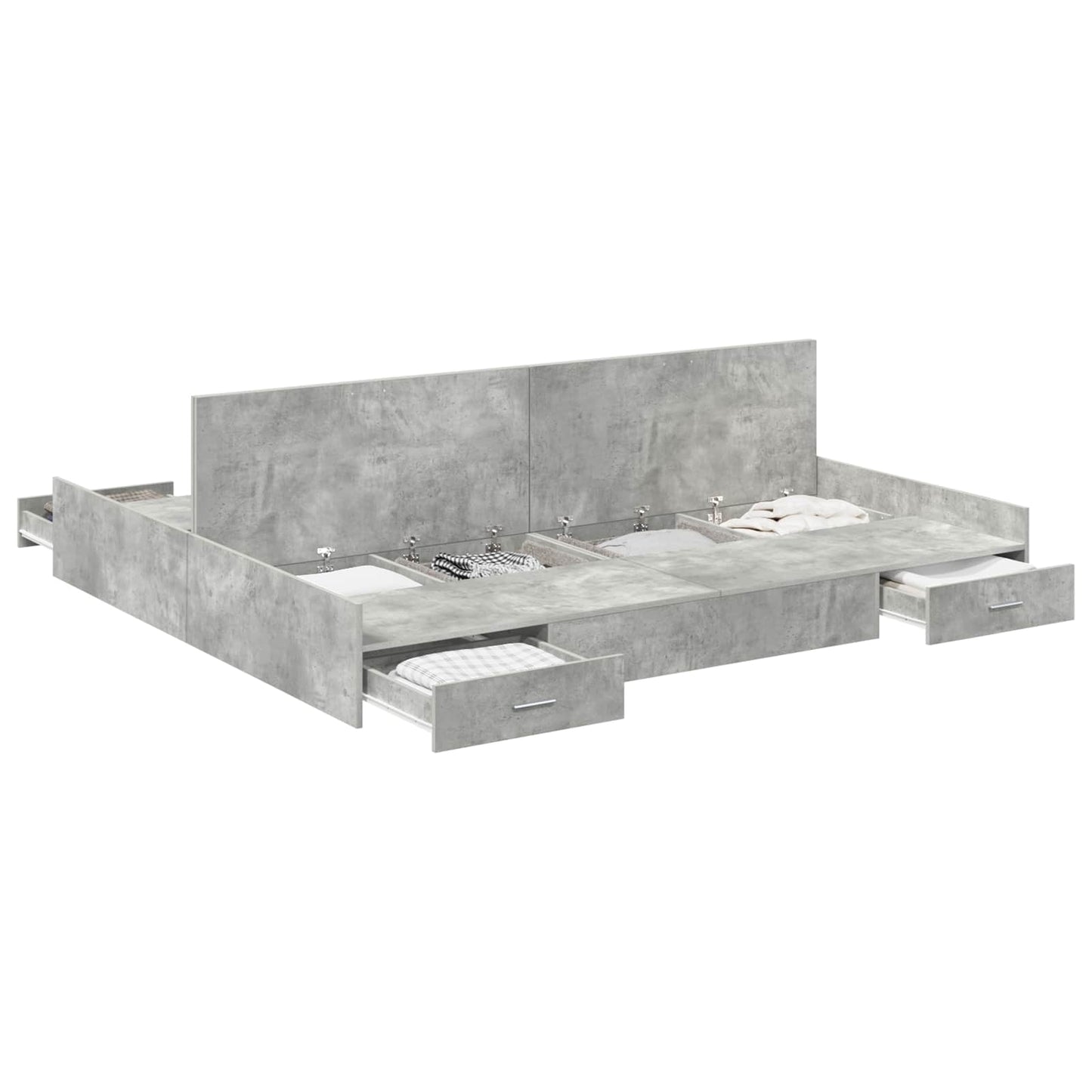 Struttura letto con contenitore Grigio cemento 180 x 200 cm