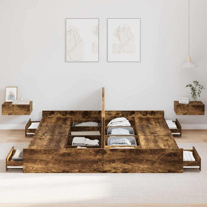 Struttura letto con contenitore Rovere fumé 180 x 200 cm