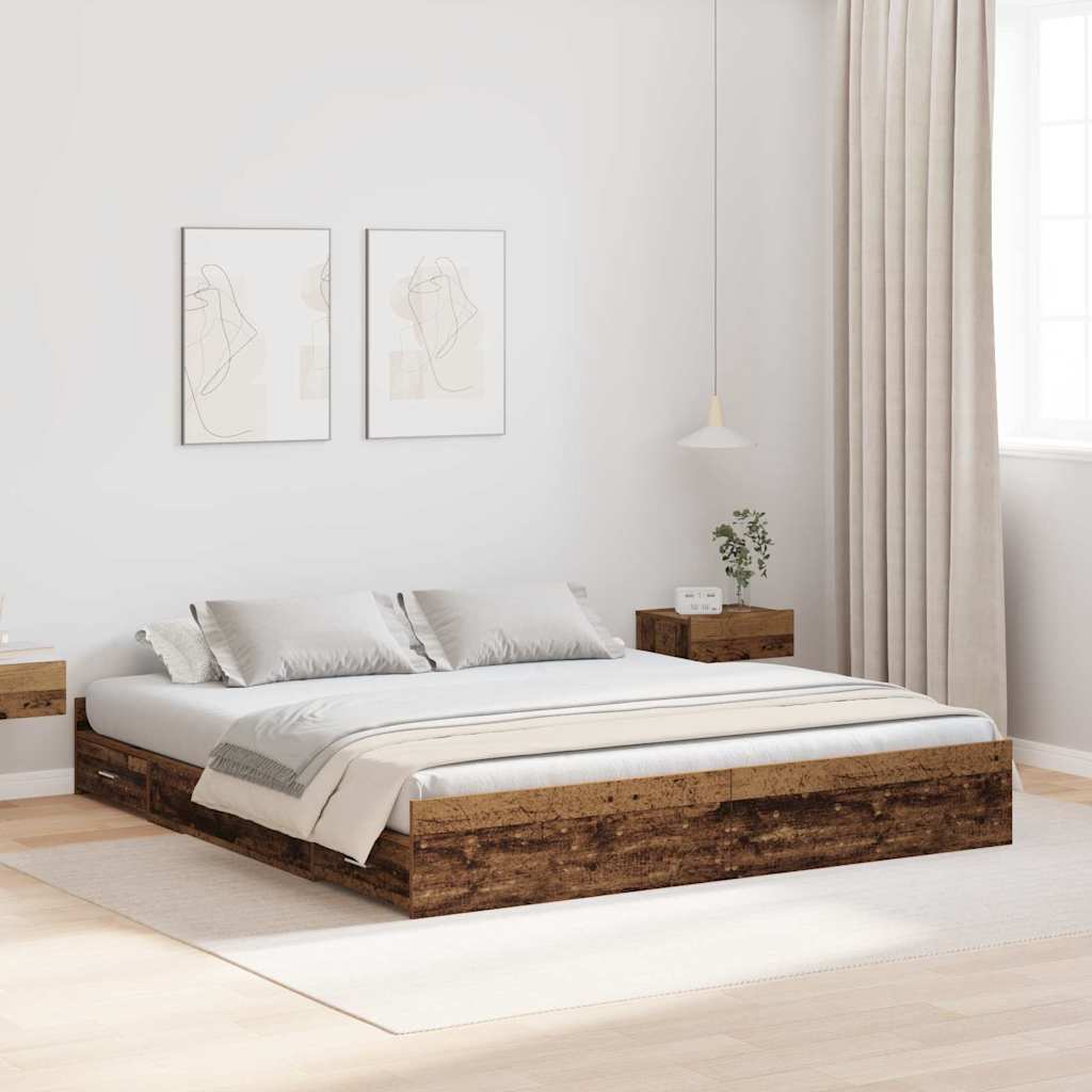 Struttura letto con contenitore Legno vecchio 180 x 200 cm