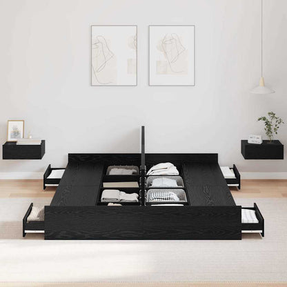 Struttura letto con contenitore Rovere Nero 160 x 200 cm