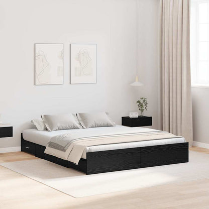 Struttura letto con contenitore Rovere Nero 150 x 200 cm