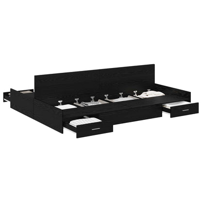 Struttura letto con contenitore Rovere Nero 150 x 200 cm