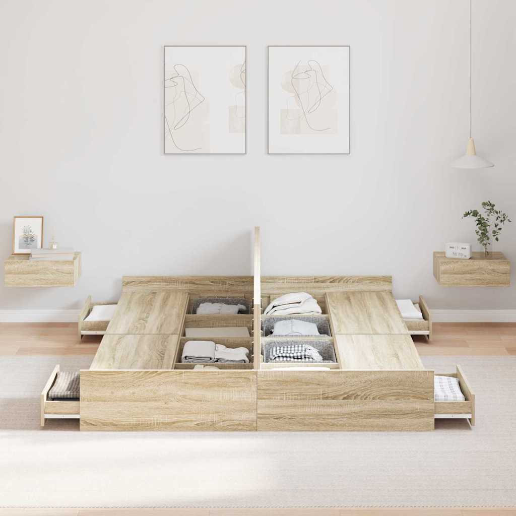 Struttura letto con contenitore Rovere Sonoma 150 x 200 cm