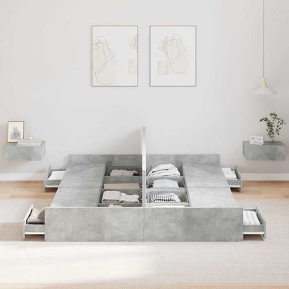 Struttura letto con contenitore Grigio cemento 150 x 200 cm