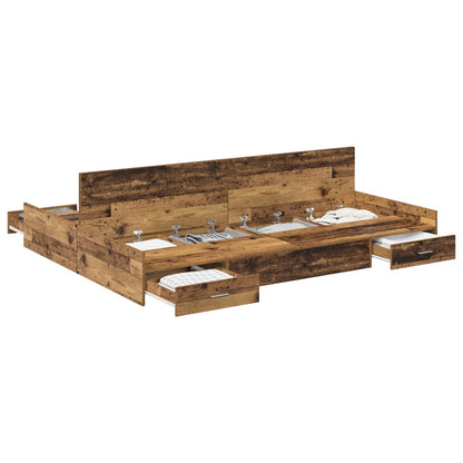 Struttura letto con contenitore Legno vecchio 150 x 200 cm