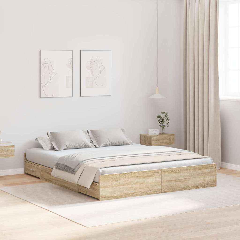 Struttura letto con contenitore Rovere Sonoma 140 x 200 cm