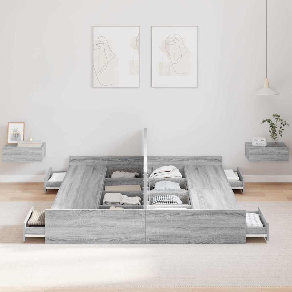 Struttura letto con contenitore Grigio Sonoma 140 x 200 cm