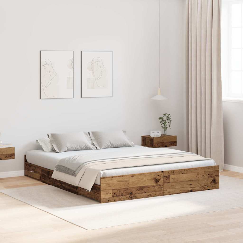 Struttura letto con contenitore Legno vecchio 140 x 200 cm