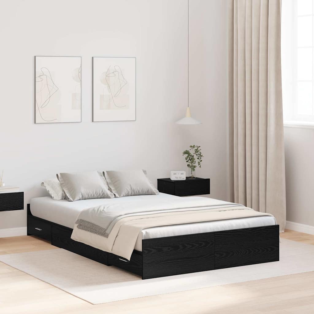 Struttura letto con contenitore Rovere Nero 120 x 200 cm