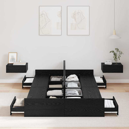 Struttura letto con contenitore Rovere Nero 120 x 200 cm