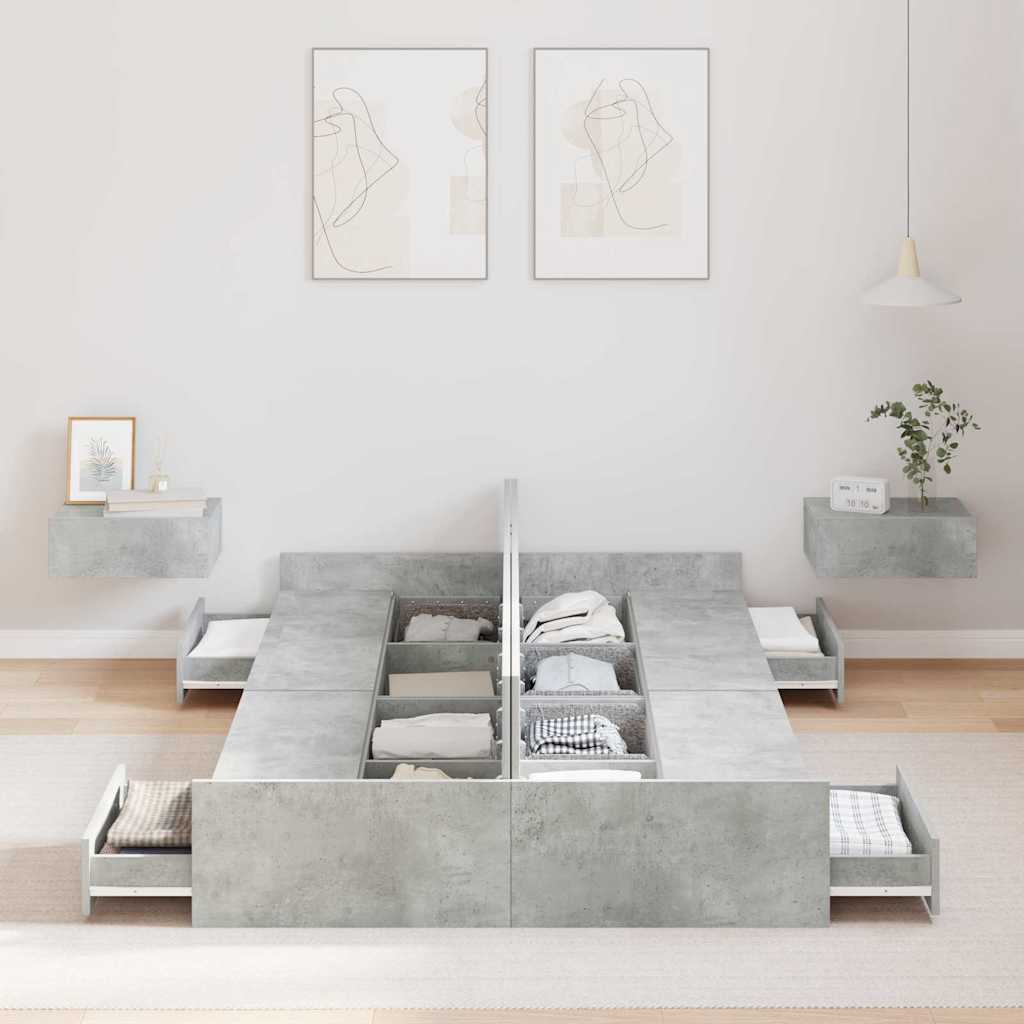 Struttura letto con contenitore Grigio cemento 120 x 200 cm