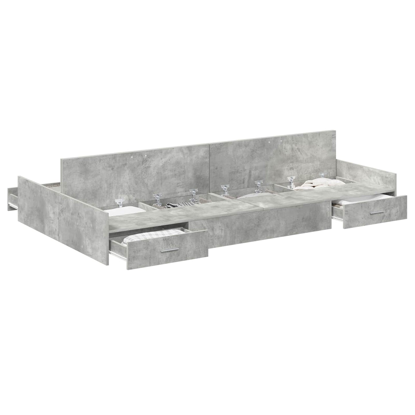 Struttura letto con contenitore Grigio cemento 120 x 200 cm
