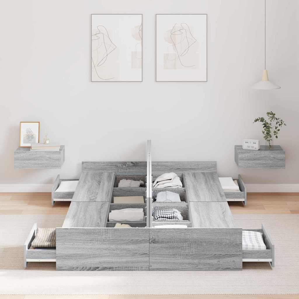 Struttura letto con contenitore Grigio Sonoma 120 x 200 cm