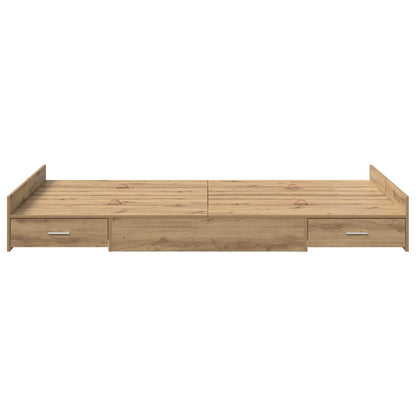 Struttura letto con contenitore Rovere artigianale 120 x 200 cm