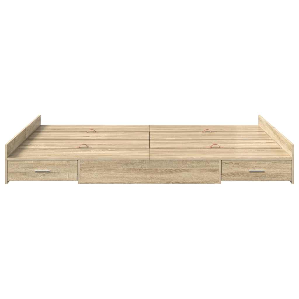 Struttura letto con contenitore Rovere Sonoma 140 x 190 cm