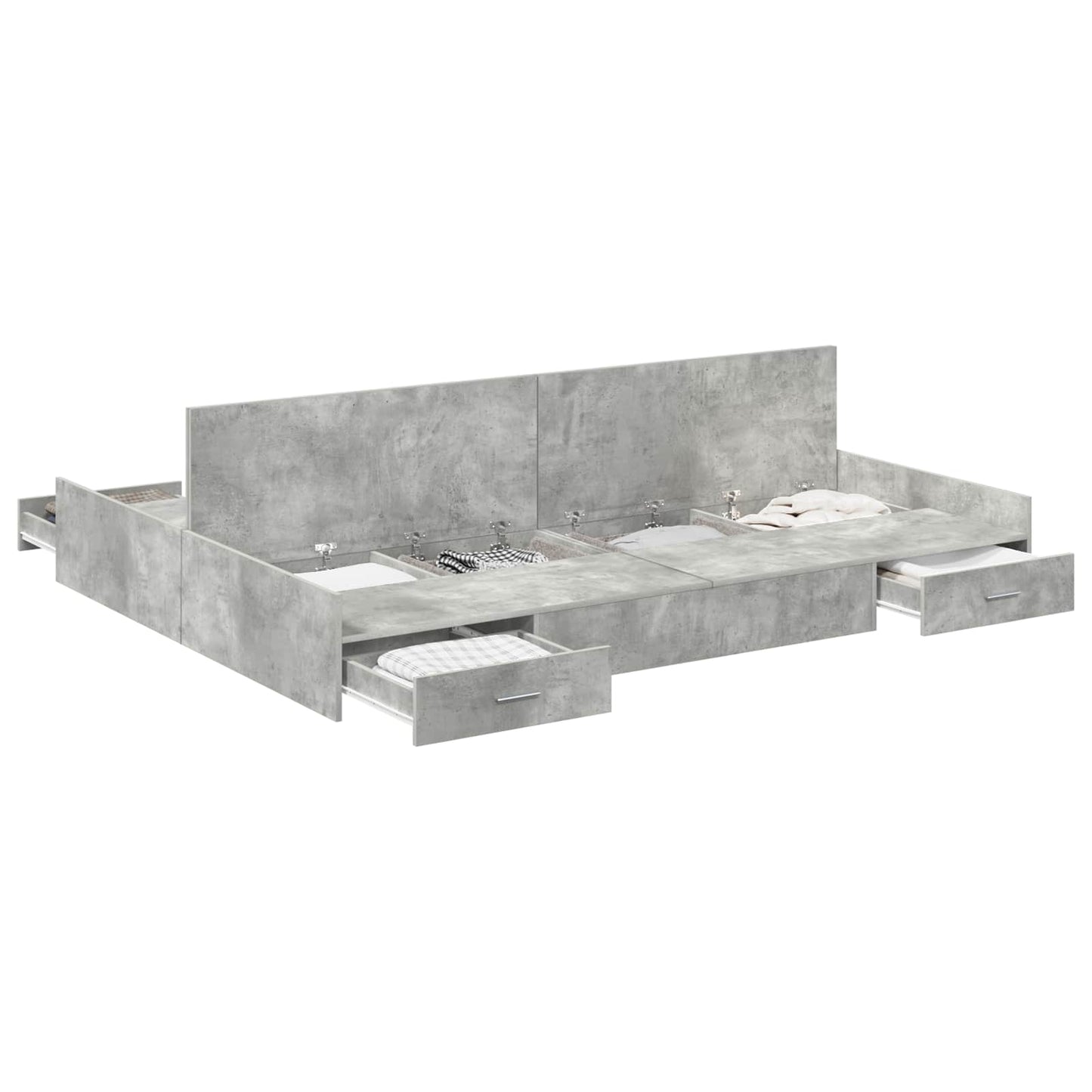 Struttura letto con contenitore Grigio cemento 140 x 190 cm