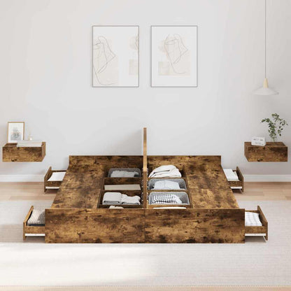 Struttura letto con contenitore Rovere fumÃ© 140 x 190 cm