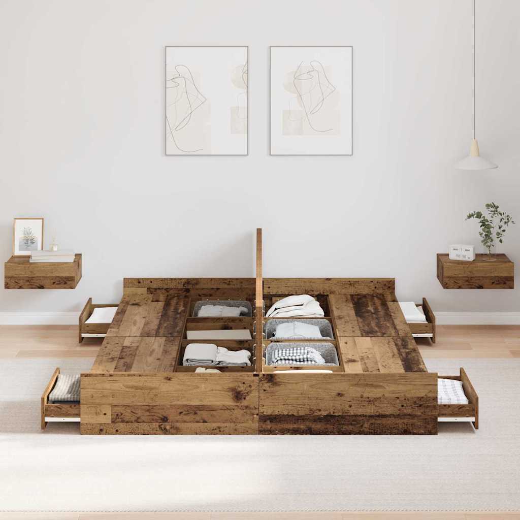 Struttura letto con contenitore Legno vecchio 140 x 190 cm