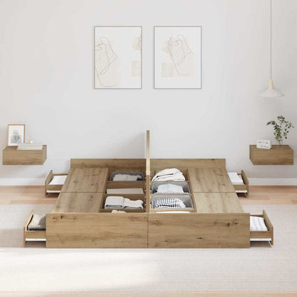 Struttura letto con contenitore Rovere artigianale 140 x 190 cm