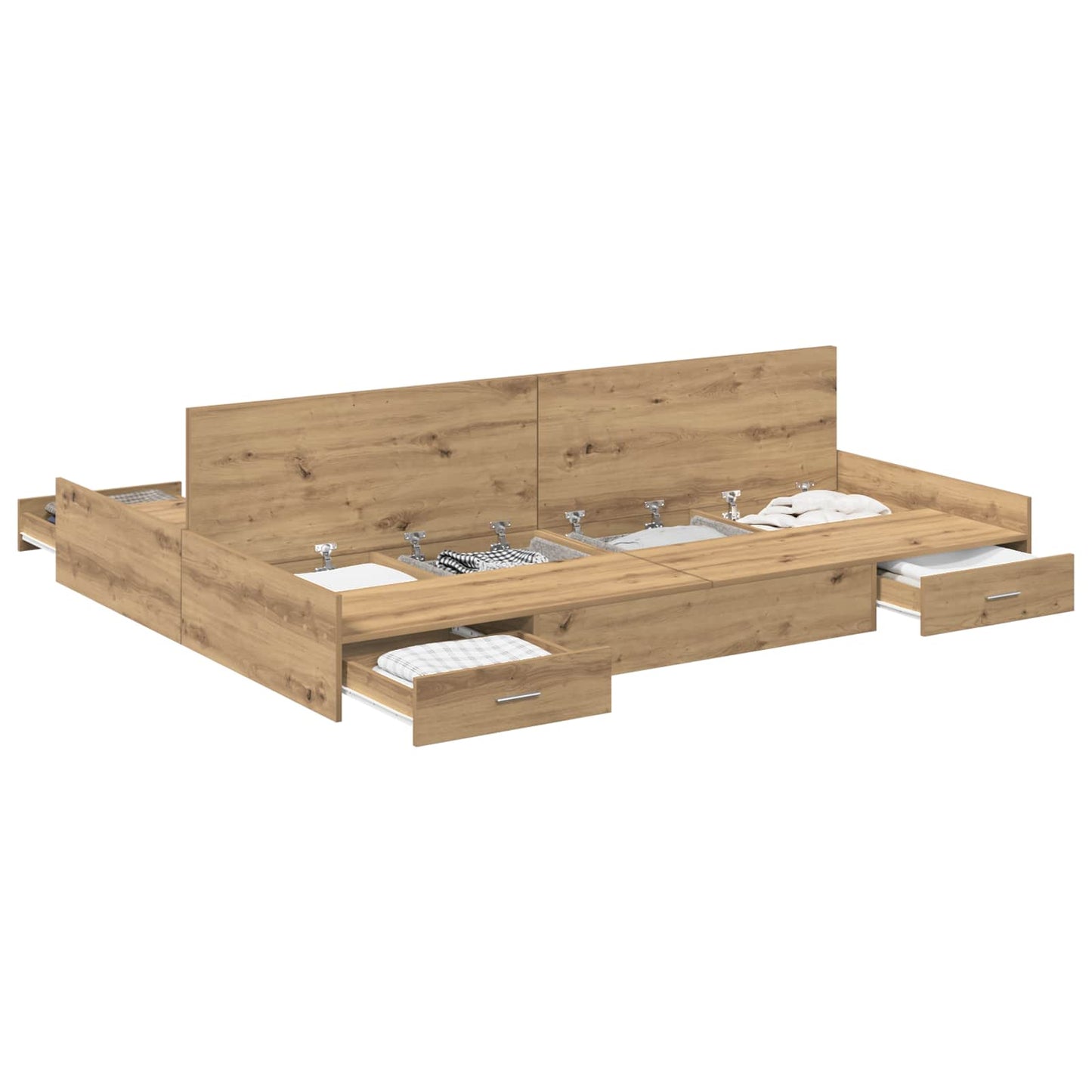 Struttura letto con contenitore Rovere artigianale 140 x 190 cm