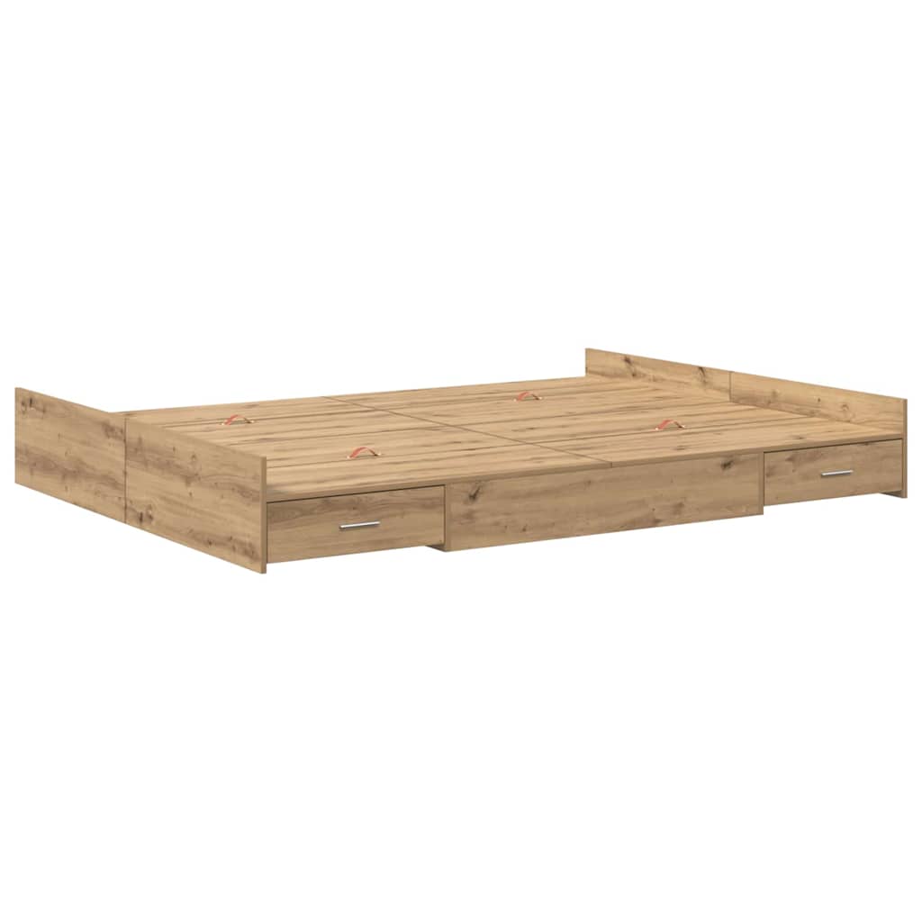 Struttura letto con contenitore Rovere artigianale 140 x 190 cm
