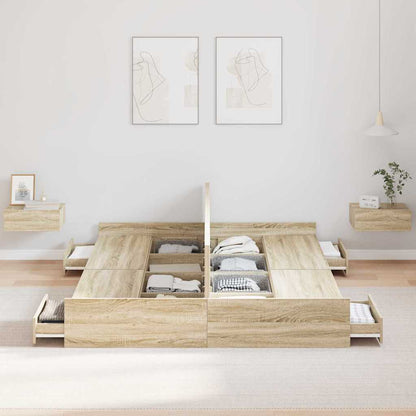 Struttura letto con contenitore Rovere Sonoma 135 x 190 cm