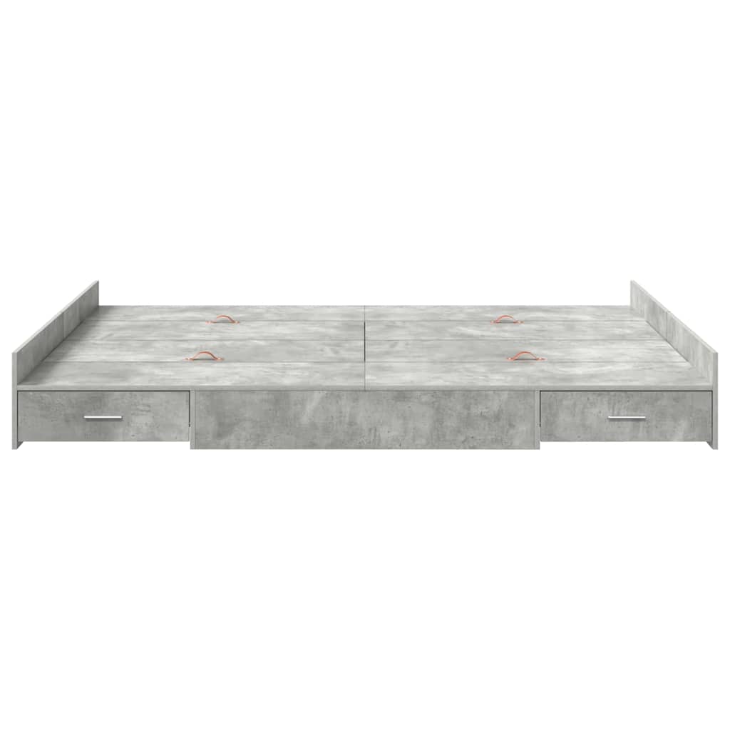 Struttura letto con contenitore Grigio cemento 135 x 190 cm