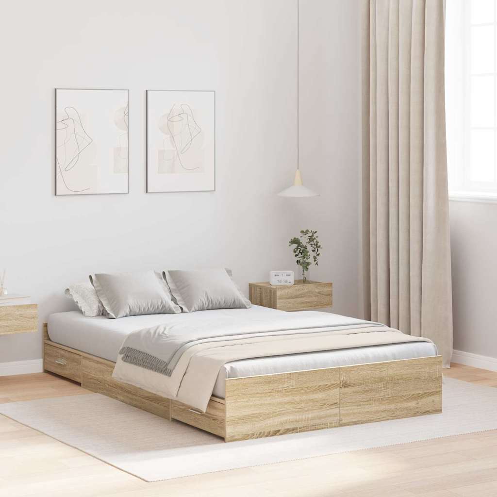 Struttura letto con contenitore Rovere Sonoma 120 x 190 cm