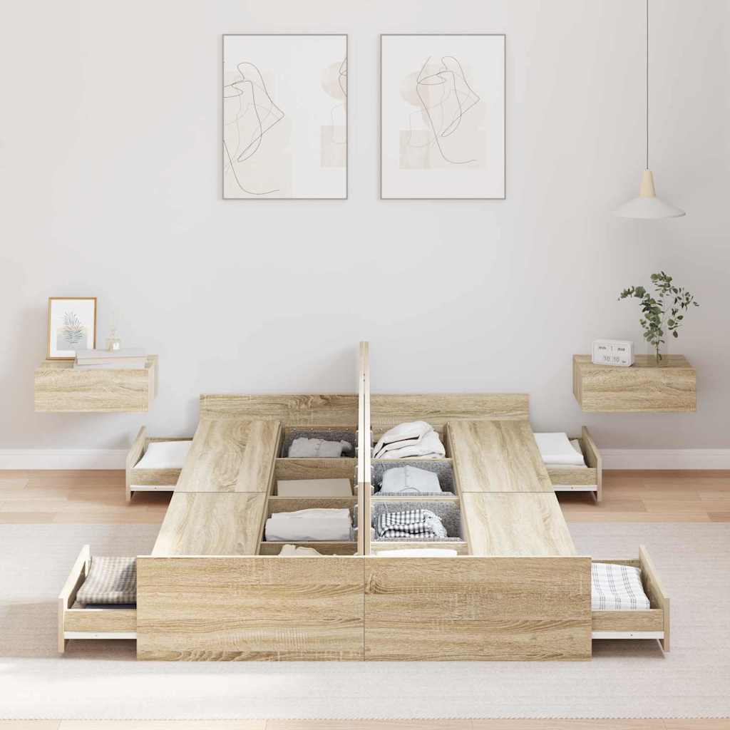 Struttura letto con contenitore Rovere Sonoma 120 x 190 cm
