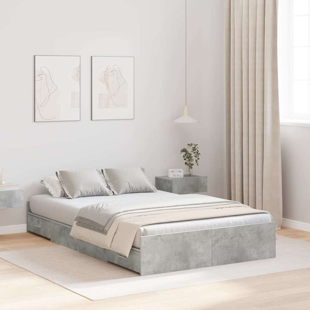 Struttura letto con contenitore Grigio cemento 120 x 190 cm