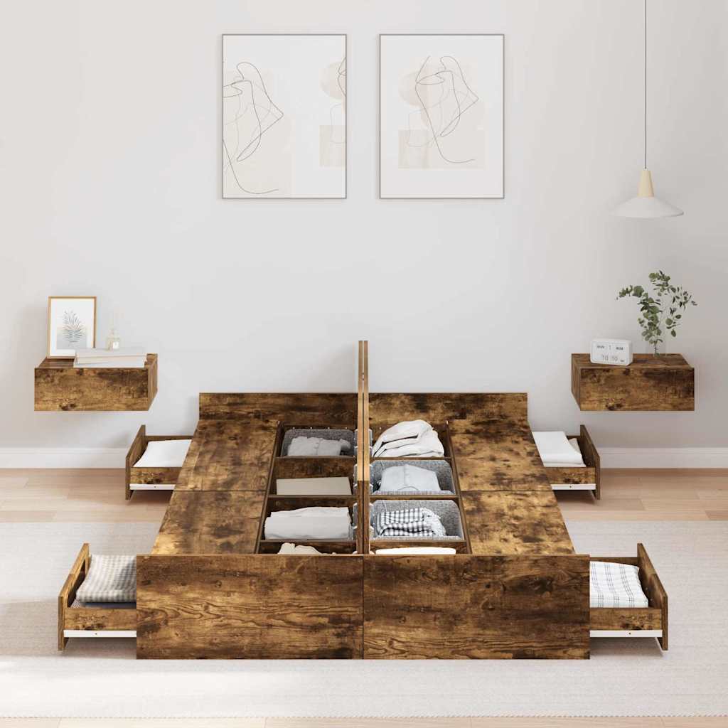 Struttura letto con contenitore Rovere fumÃ© 120 x 190 cm